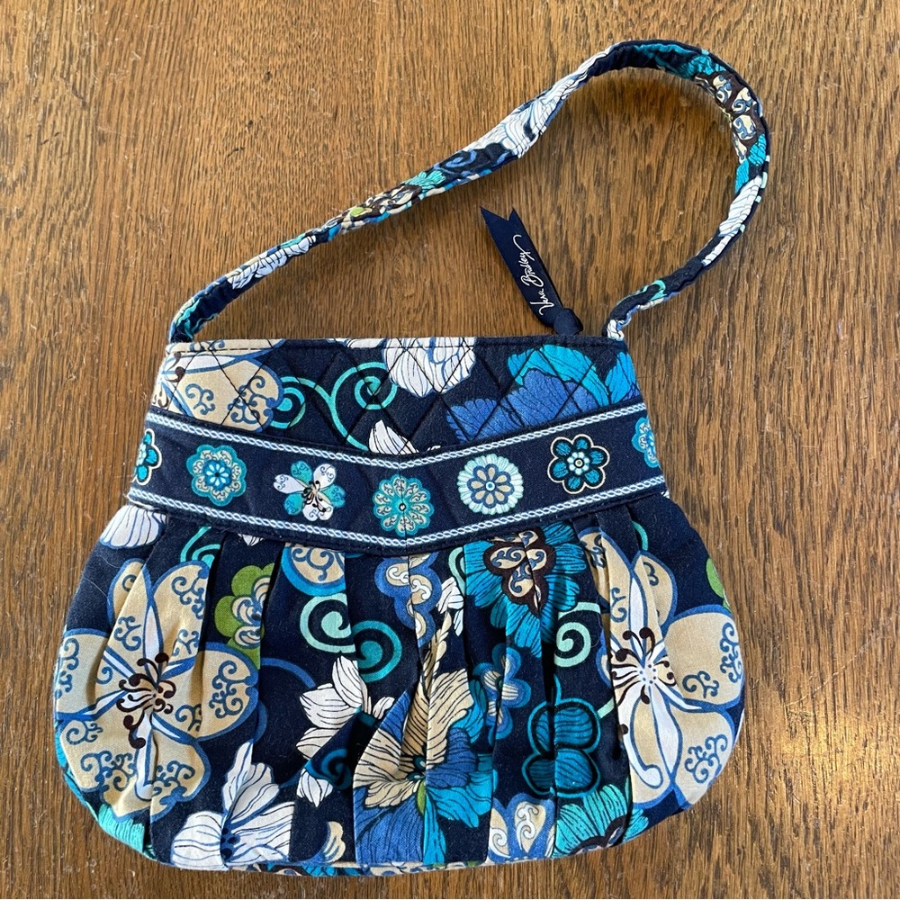 Vera Bradley Hannah Handbag Mod Floral Blue Small Purse Bag Flower Blue White